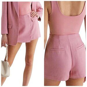 Express Super High Waist Linen Blend Wrap Skort Pink Size 10